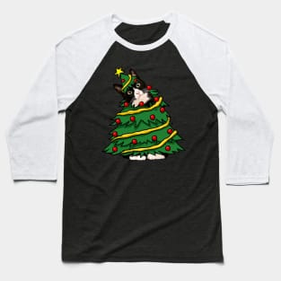 Tuxedo Cat Christmas Tree Funny Xmas Cat Lover Baseball T-Shirt